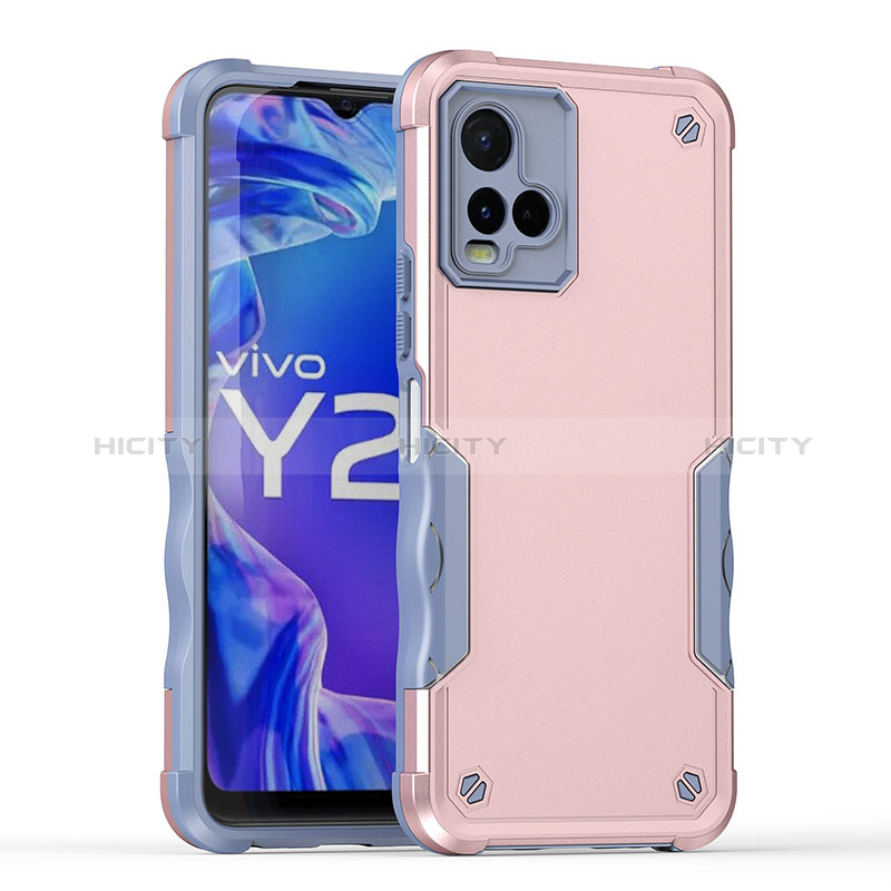 Coque Contour Silicone et Plastique Housse Etui Mat QW1 pour Vivo Y21 Or Rose Plus