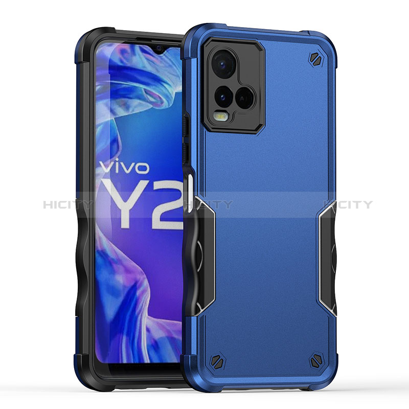 Coque Contour Silicone et Plastique Housse Etui Mat QW1 pour Vivo Y21a Bleu Plus