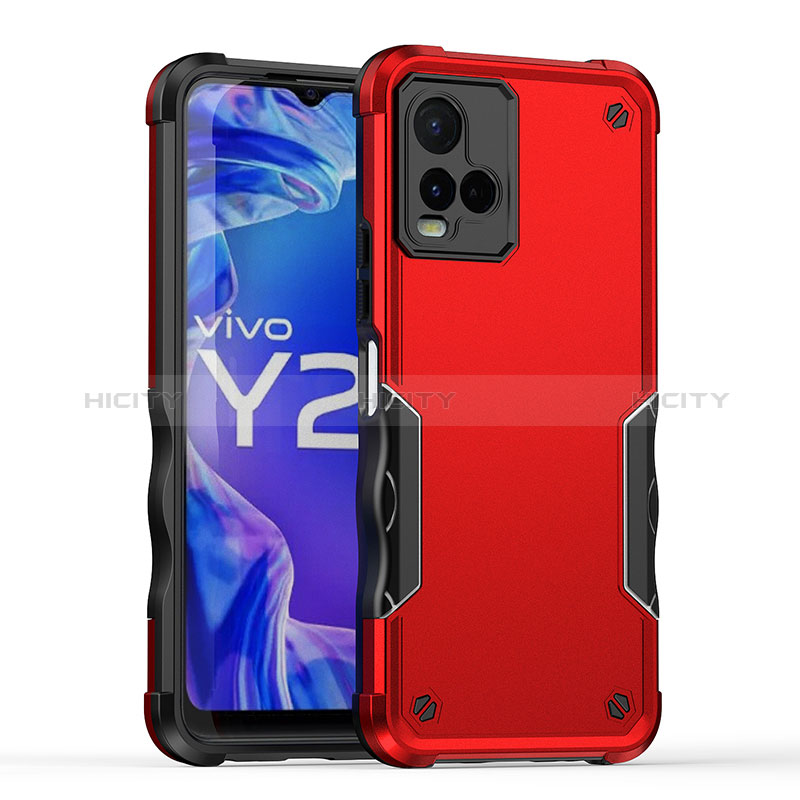 Coque Contour Silicone et Plastique Housse Etui Mat QW1 pour Vivo Y21a Rouge Plus