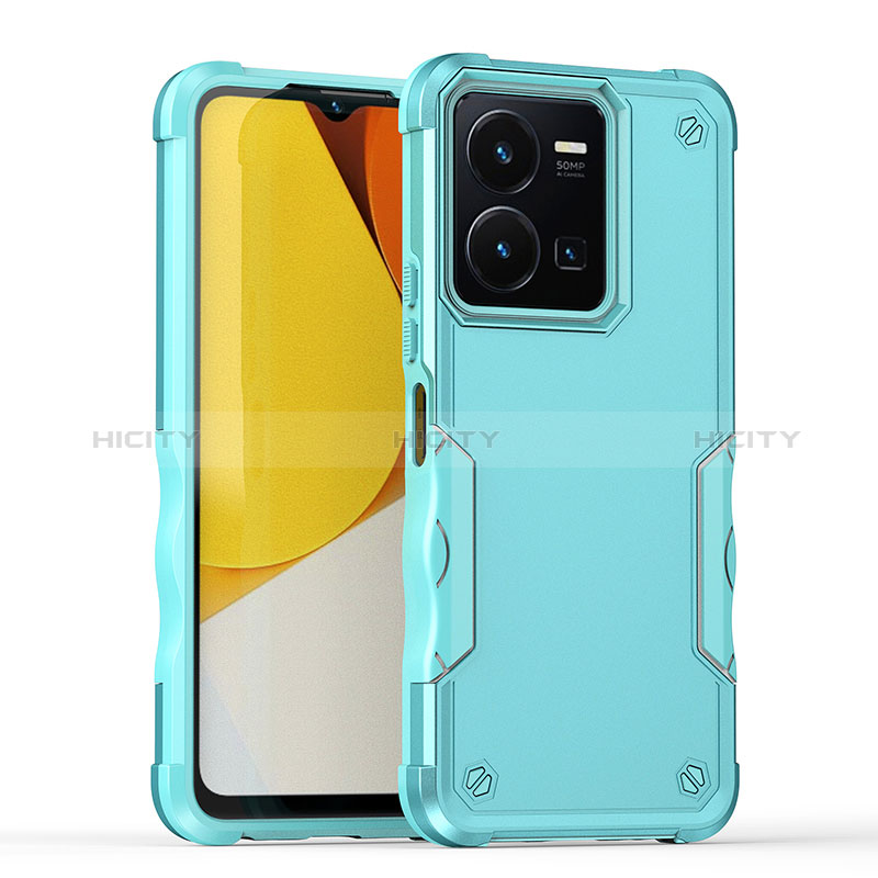 Coque Contour Silicone et Plastique Housse Etui Mat QW1 pour Vivo Y35 4G Bleu Clair Plus