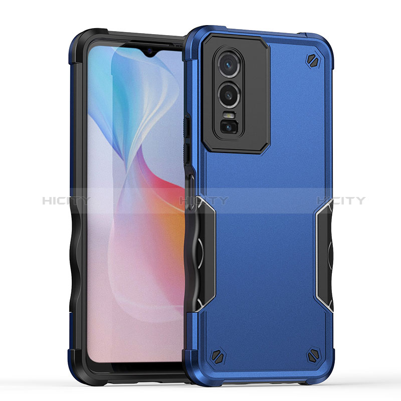 Coque Contour Silicone et Plastique Housse Etui Mat QW1 pour Vivo Y76 5G Bleu Plus