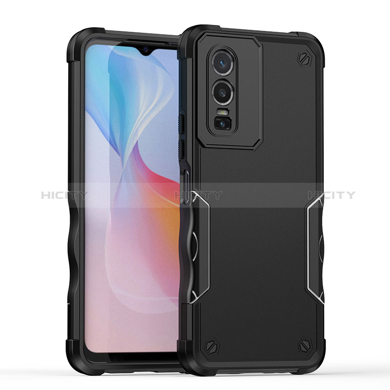 Coque Contour Silicone et Plastique Housse Etui Mat QW1 pour Vivo Y76 5G Noir Plus