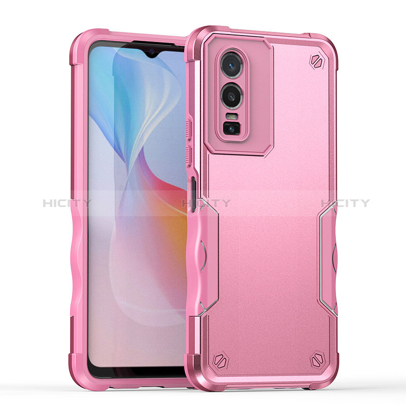 Coque Contour Silicone et Plastique Housse Etui Mat QW1 pour Vivo Y76 5G Rose Plus