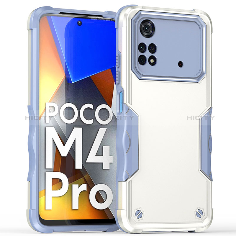 Coque Contour Silicone et Plastique Housse Etui Mat QW1 pour Xiaomi Poco M4 Pro 4G Blanc Plus