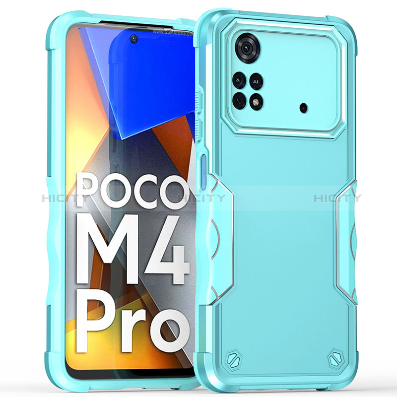 Coque Contour Silicone et Plastique Housse Etui Mat QW1 pour Xiaomi Poco M4 Pro 4G Bleu Clair Plus