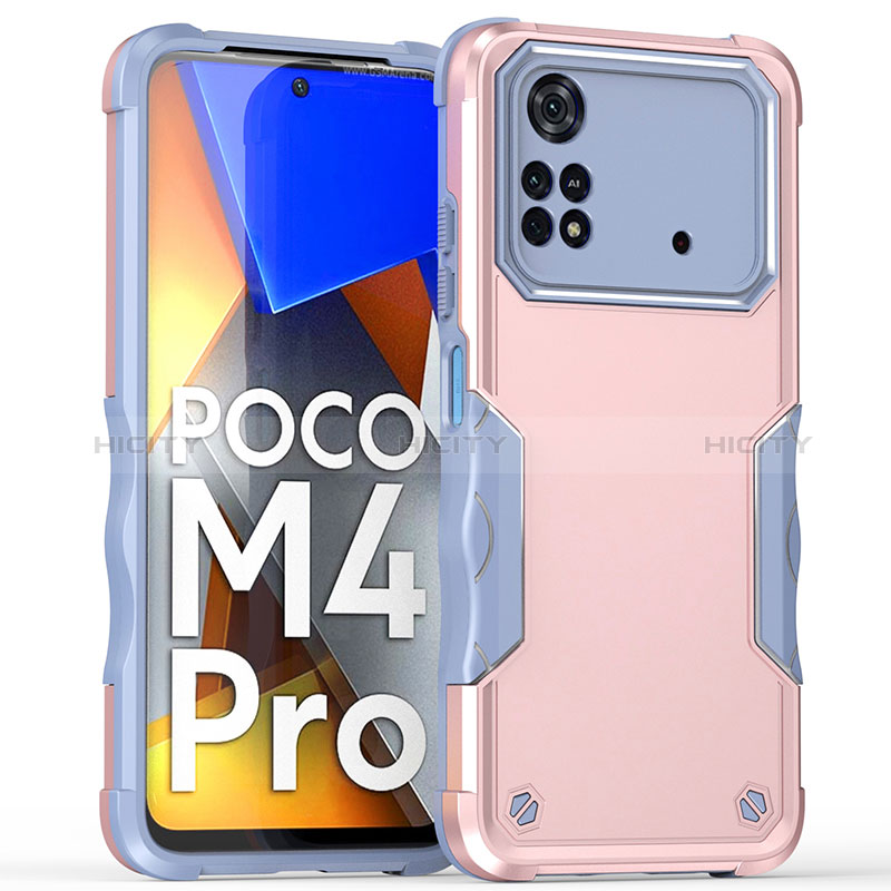 Coque Contour Silicone et Plastique Housse Etui Mat QW1 pour Xiaomi Poco M4 Pro 4G Rose Plus