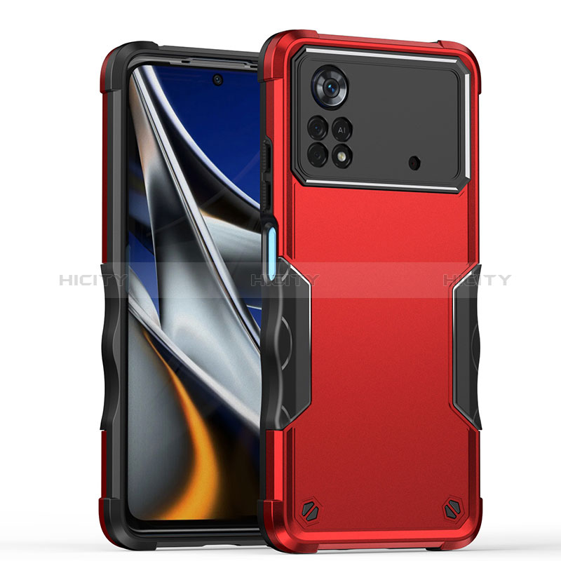 Coque Contour Silicone et Plastique Housse Etui Mat QW1 pour Xiaomi Poco X4 Pro 5G Rouge Plus