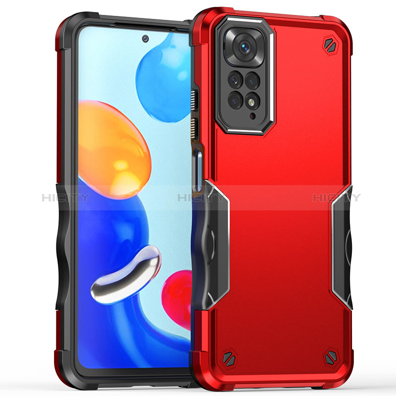Coque Contour Silicone et Plastique Housse Etui Mat QW1 pour Xiaomi Redmi Note 11 4G (2022) Rouge Plus