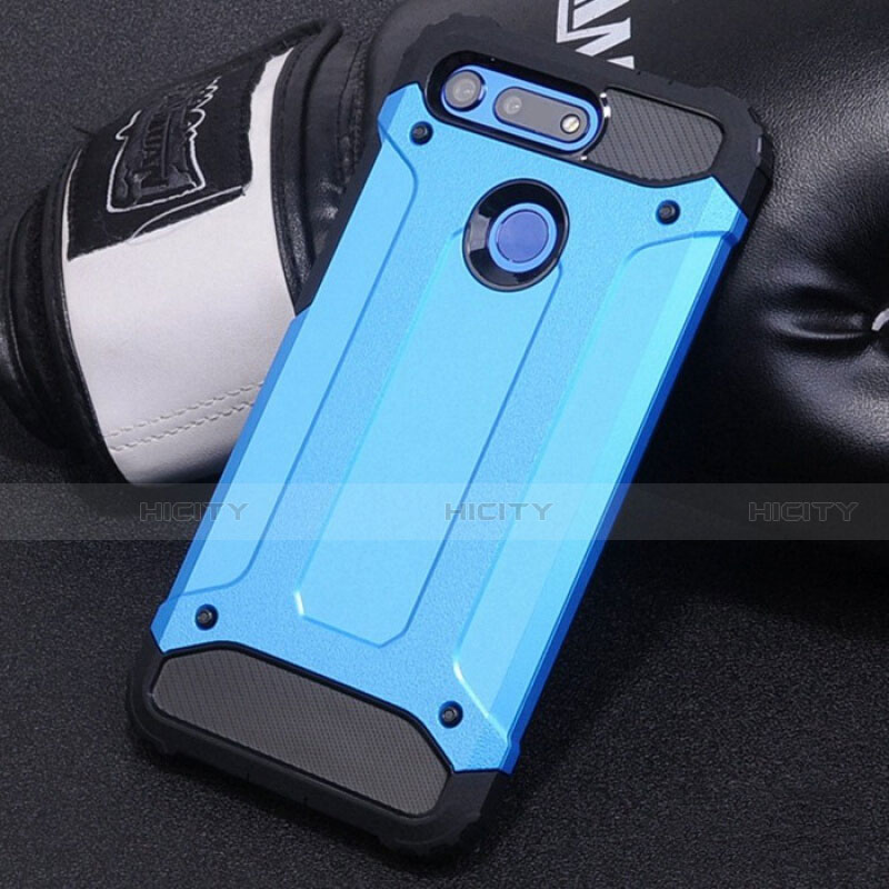 Coque Contour Silicone et Plastique Housse Etui Mat R01 pour Huawei Honor V20 Bleu Ciel Plus