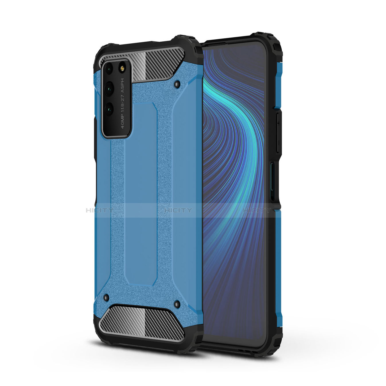 Coque Contour Silicone et Plastique Housse Etui Mat R01 pour Huawei Honor X10 5G Bleu Ciel Plus