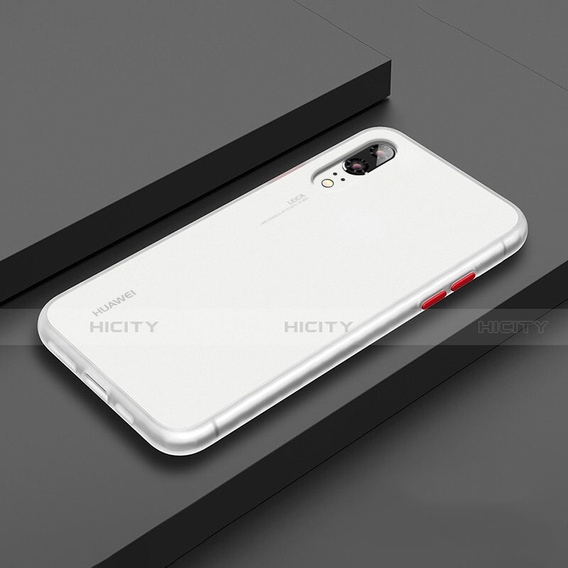 Coque Contour Silicone et Plastique Housse Etui Mat R01 pour Huawei P20 Blanc Plus