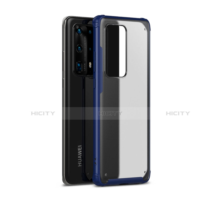 Coque Contour Silicone et Plastique Housse Etui Mat R01 pour Huawei P40 Pro+ Plus Bleu Plus