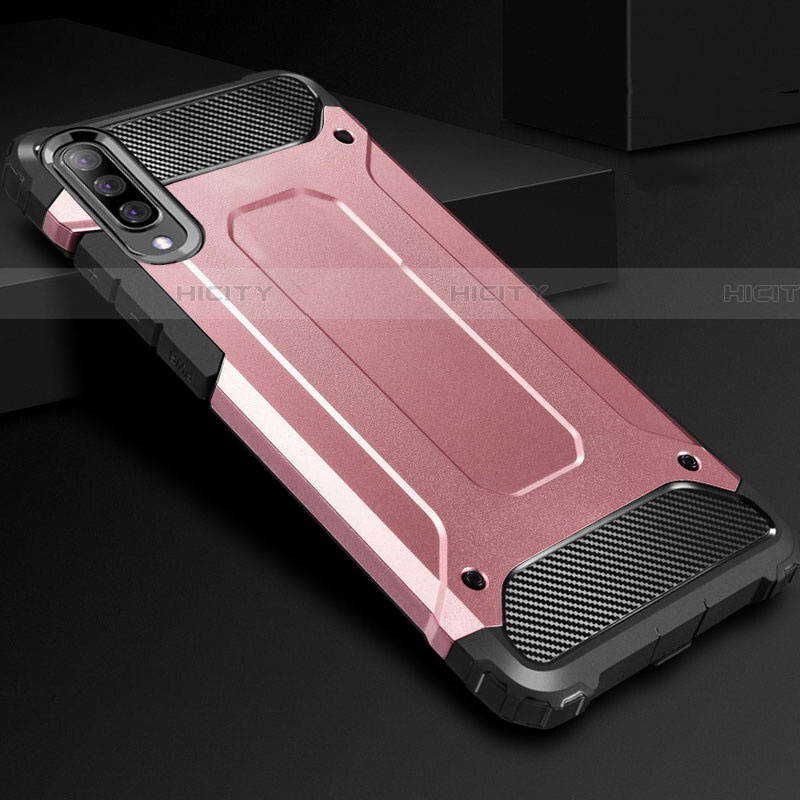 Coque Contour Silicone et Plastique Housse Etui Mat R01 pour Samsung Galaxy A70 Or Rose Plus