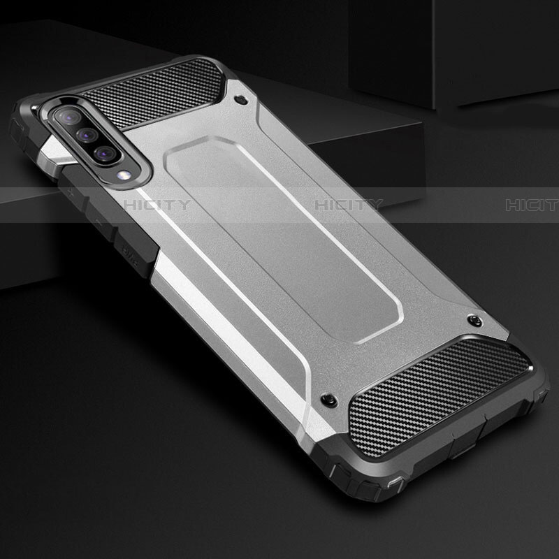 Coque Contour Silicone et Plastique Housse Etui Mat R01 pour Samsung Galaxy A90 5G Argent Plus