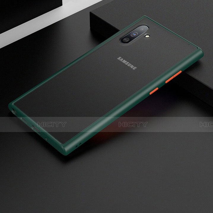 Coque Contour Silicone et Plastique Housse Etui Mat R01 pour Samsung Galaxy Note 10 Vert Plus