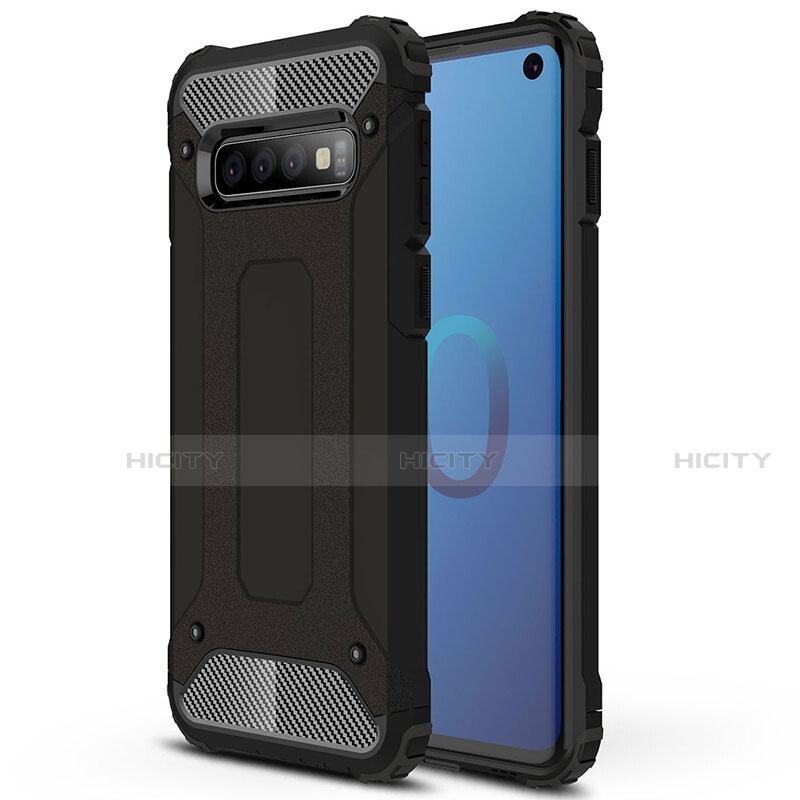 Coque Contour Silicone et Plastique Housse Etui Mat R01 pour Samsung Galaxy S10 5G Noir Plus