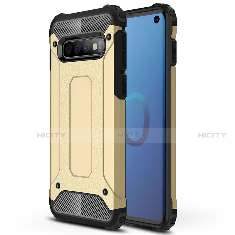 Coque Contour Silicone et Plastique Housse Etui Mat R01 pour Samsung Galaxy S10 5G Or Plus