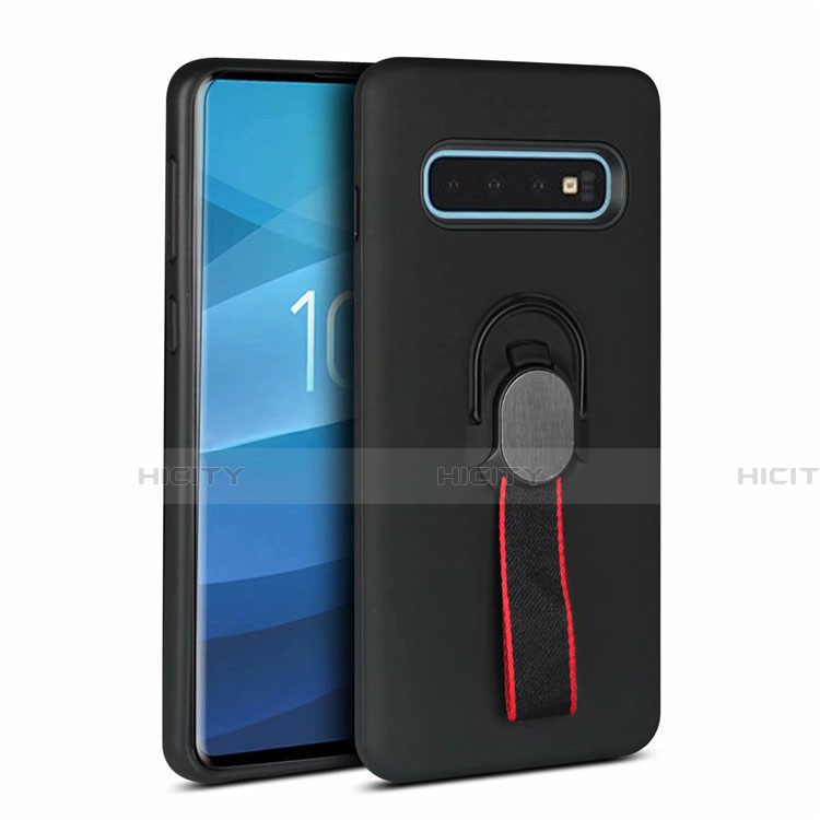 Coque Contour Silicone et Plastique Housse Etui Mat R01 pour Samsung Galaxy S10 Plus Noir Plus