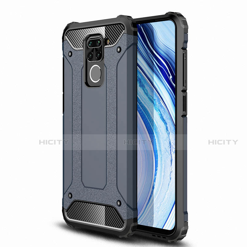 Coque Contour Silicone et Plastique Housse Etui Mat R01 pour Xiaomi Redmi Note 9 Bleu Plus