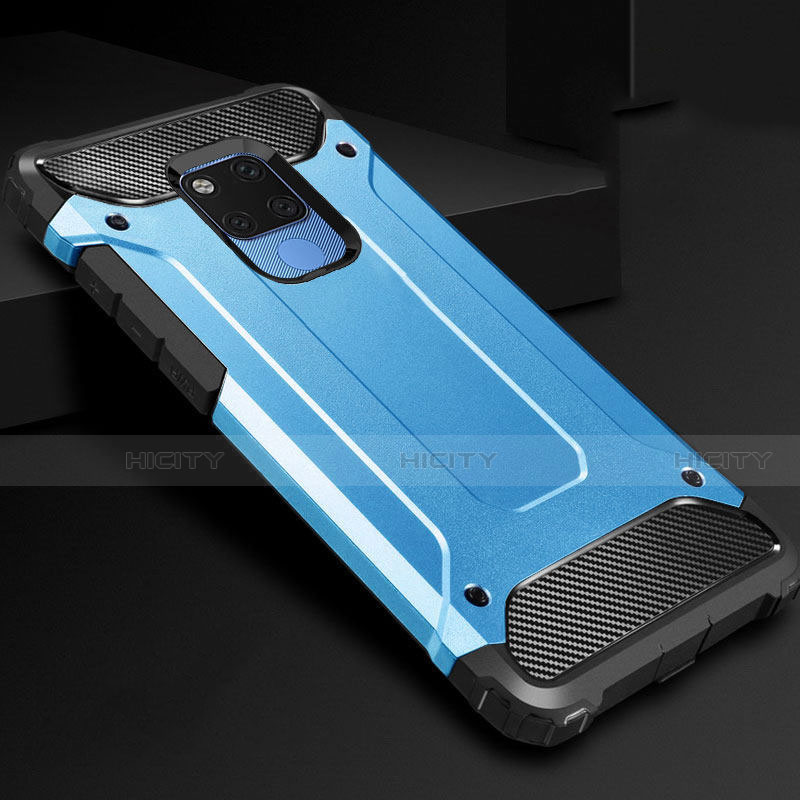 Coque Contour Silicone et Plastique Housse Etui Mat R02 pour Huawei Mate 20 X 5G Bleu Ciel Plus