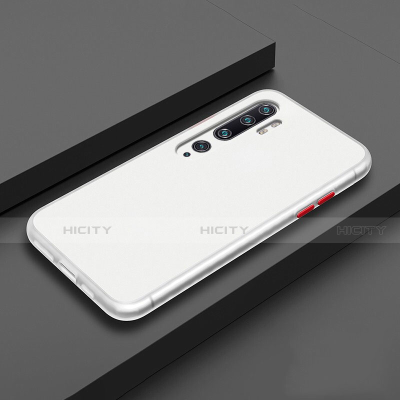 Coque Contour Silicone et Plastique Housse Etui Mat R02 pour Xiaomi Mi Note 10 Pro Blanc Plus