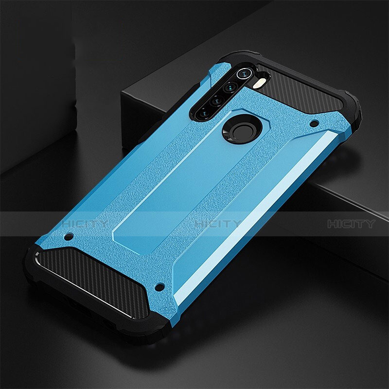 Coque Contour Silicone et Plastique Housse Etui Mat R02 pour Xiaomi Redmi Note 8 Bleu Ciel Plus