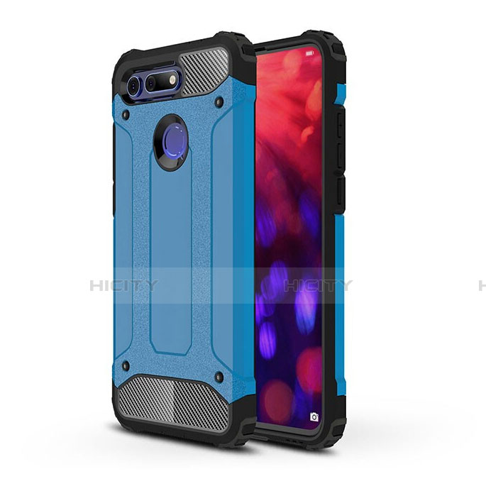 Coque Contour Silicone et Plastique Housse Etui Mat R03 pour Huawei Honor V20 Bleu Plus