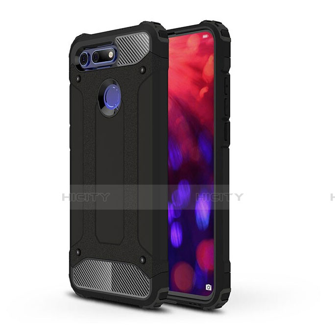 Coque Contour Silicone et Plastique Housse Etui Mat R03 pour Huawei Honor V20 Noir Plus