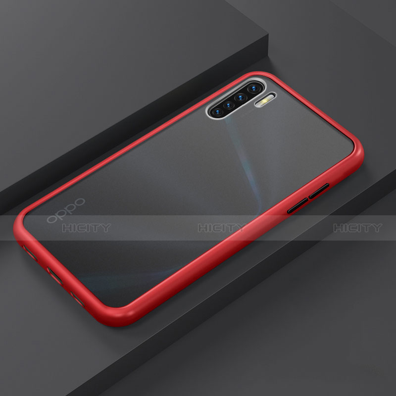 Coque Contour Silicone et Plastique Housse Etui Mat R03 pour Oppo F15 Rouge Plus