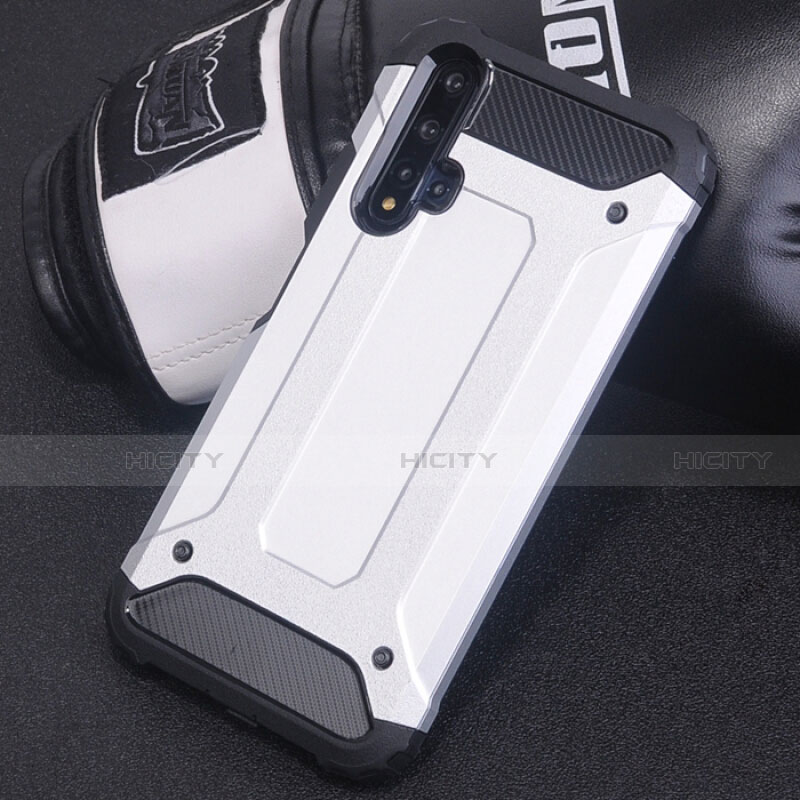 Coque Contour Silicone et Plastique Housse Etui Mat R04 pour Huawei Nova 5 Pro Argent Plus