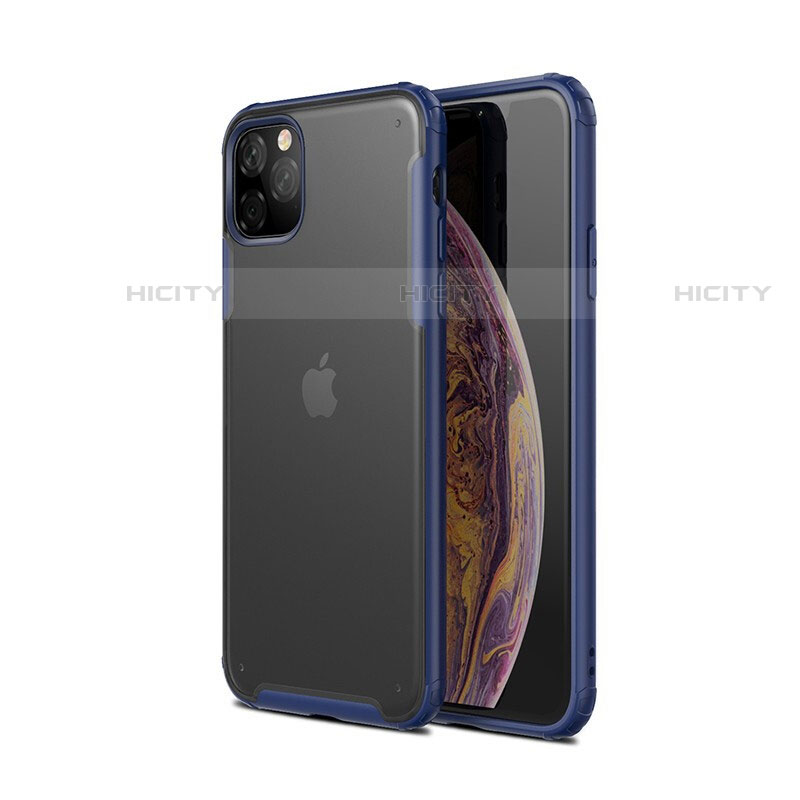 Coque Contour Silicone et Plastique Housse Etui Mat T01 pour Apple iPhone 11 Pro Bleu Plus