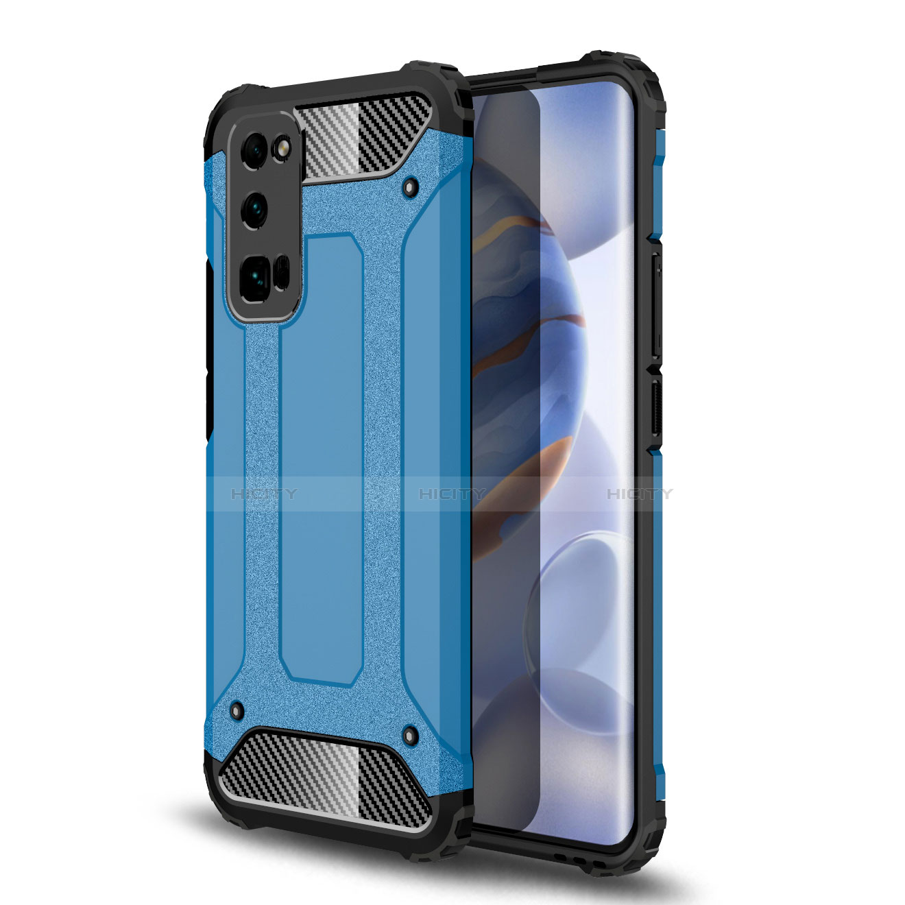 Coque Contour Silicone et Plastique Housse Etui Mat U01 pour Huawei Honor 30 Pro Bleu Ciel Plus