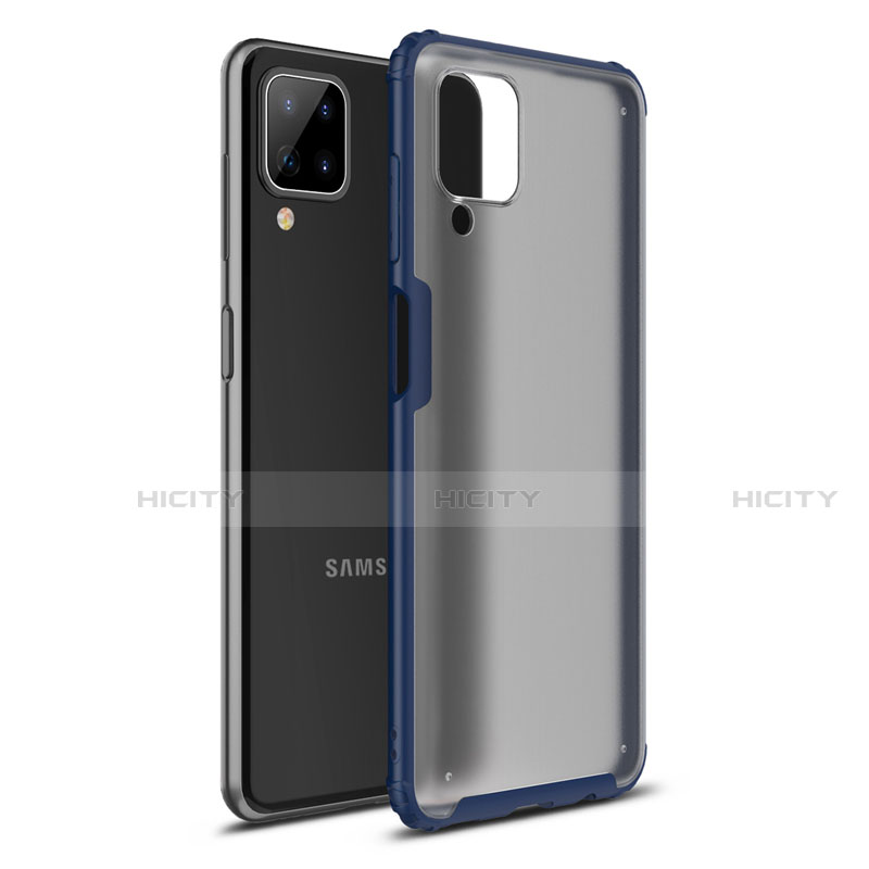 Coque Contour Silicone et Plastique Housse Etui Mat U01 pour Samsung Galaxy A12 Bleu Plus