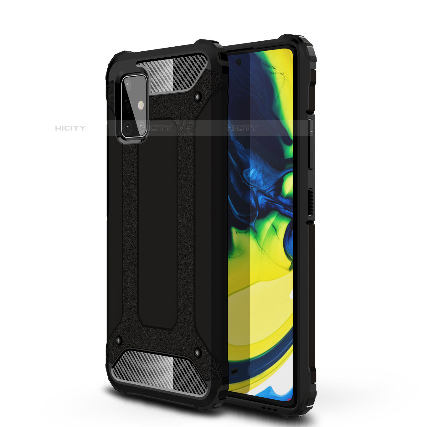 Coque Contour Silicone et Plastique Housse Etui Mat U01 pour Samsung Galaxy A71 5G Noir Plus