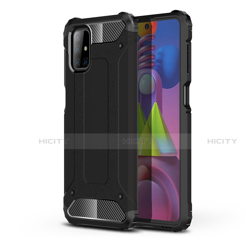 Coque Contour Silicone et Plastique Housse Etui Mat U01 pour Samsung Galaxy M51 Noir Plus