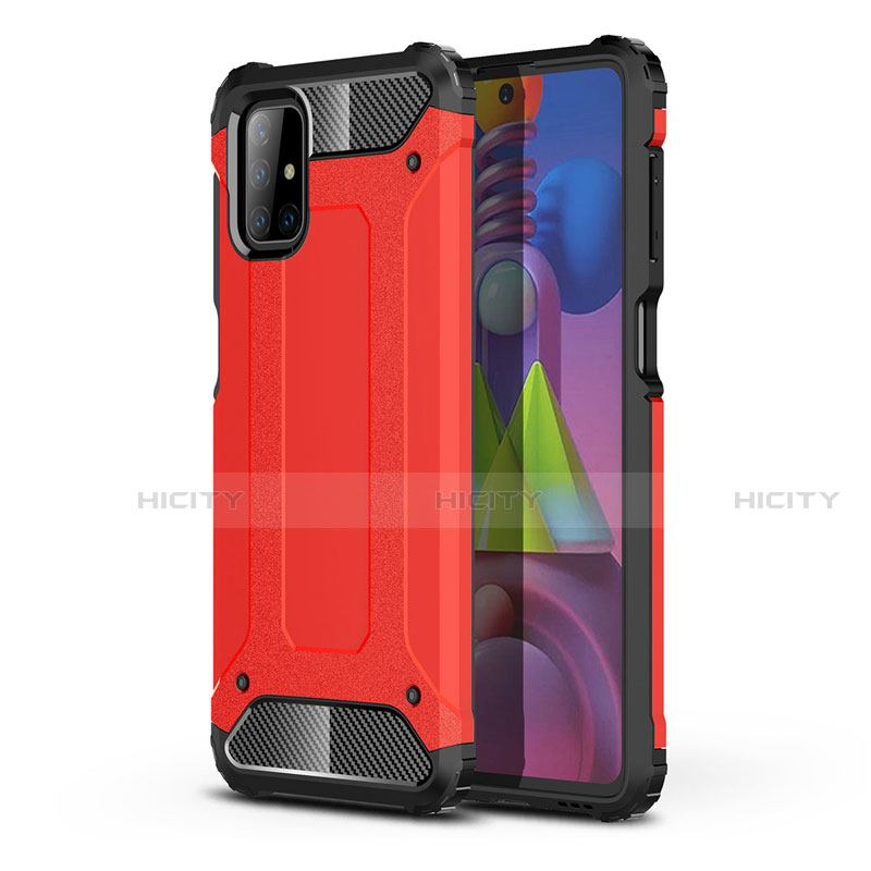 Coque Contour Silicone et Plastique Housse Etui Mat U01 pour Samsung Galaxy M51 Rouge Plus