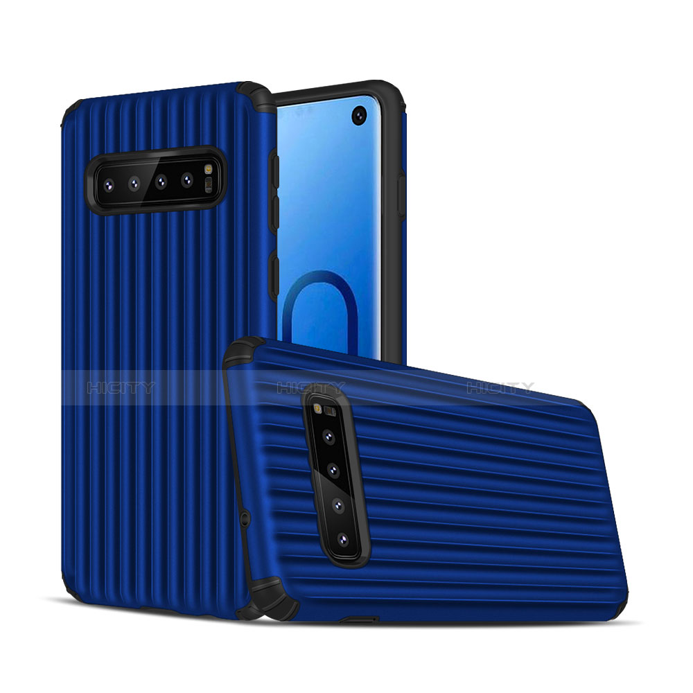 Coque Contour Silicone et Plastique Housse Etui Mat U01 pour Samsung Galaxy S10 5G Bleu Plus