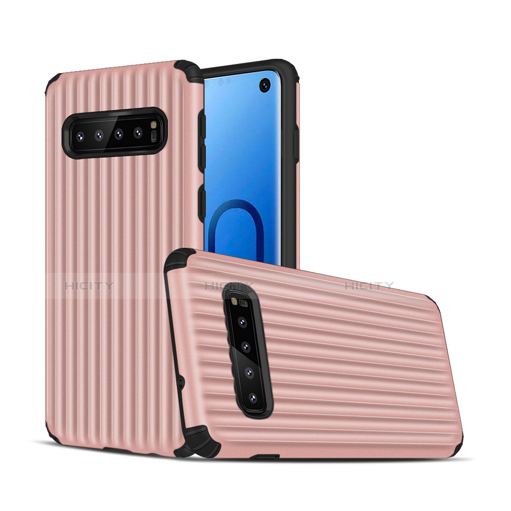 Coque Contour Silicone et Plastique Housse Etui Mat U01 pour Samsung Galaxy S10 5G Or Rose Plus