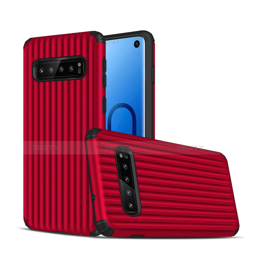 Coque Contour Silicone et Plastique Housse Etui Mat U01 pour Samsung Galaxy S10 5G Rouge Plus