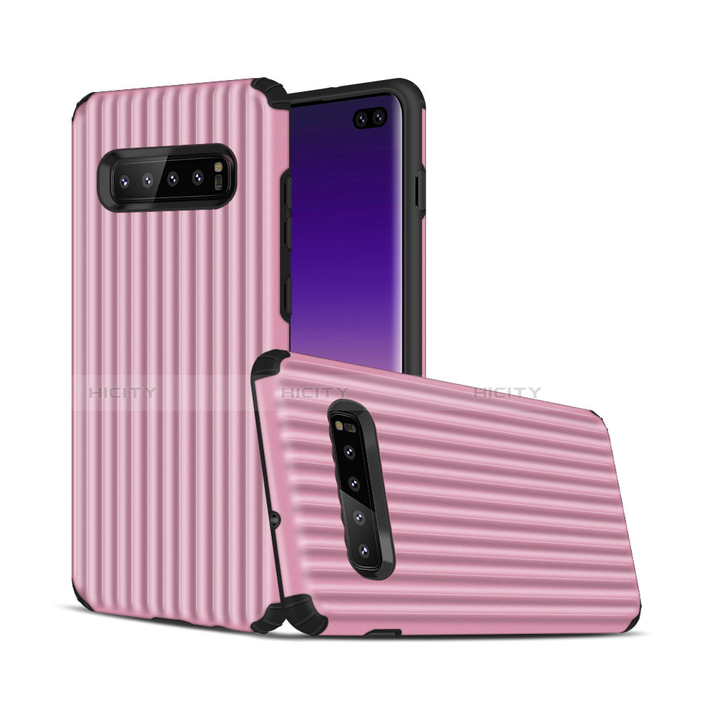 Coque Contour Silicone et Plastique Housse Etui Mat U01 pour Samsung Galaxy S10 Plus Rose Plus