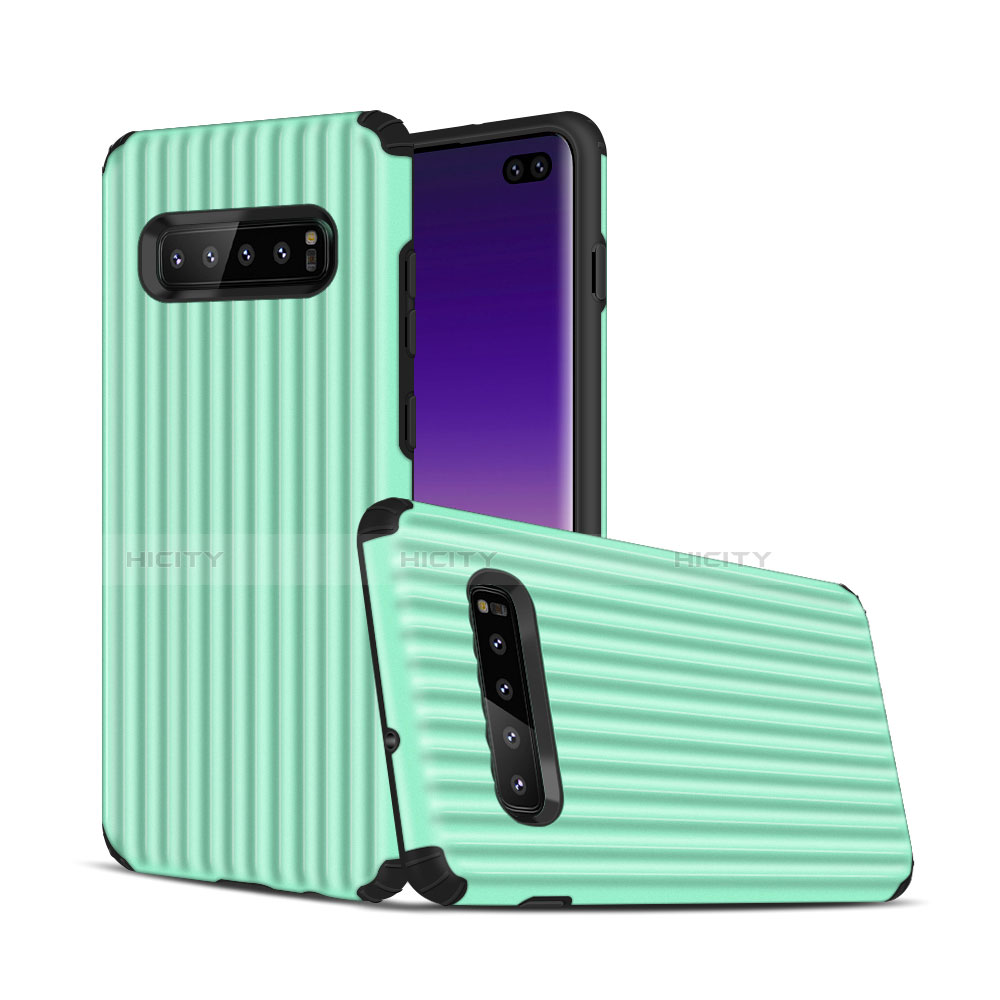 Coque Contour Silicone et Plastique Housse Etui Mat U01 pour Samsung Galaxy S10 Plus Vert Plus