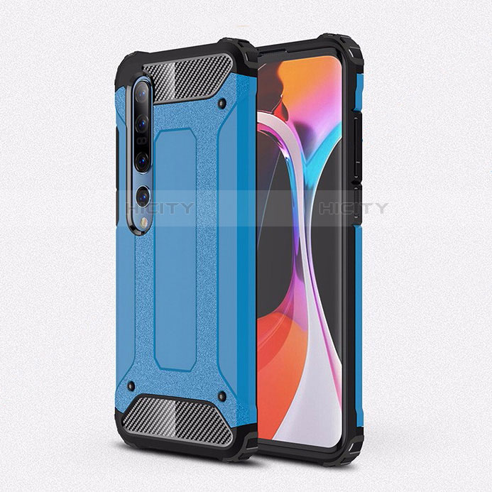 Coque Contour Silicone et Plastique Housse Etui Mat U01 pour Xiaomi Mi 10 Bleu Ciel Plus