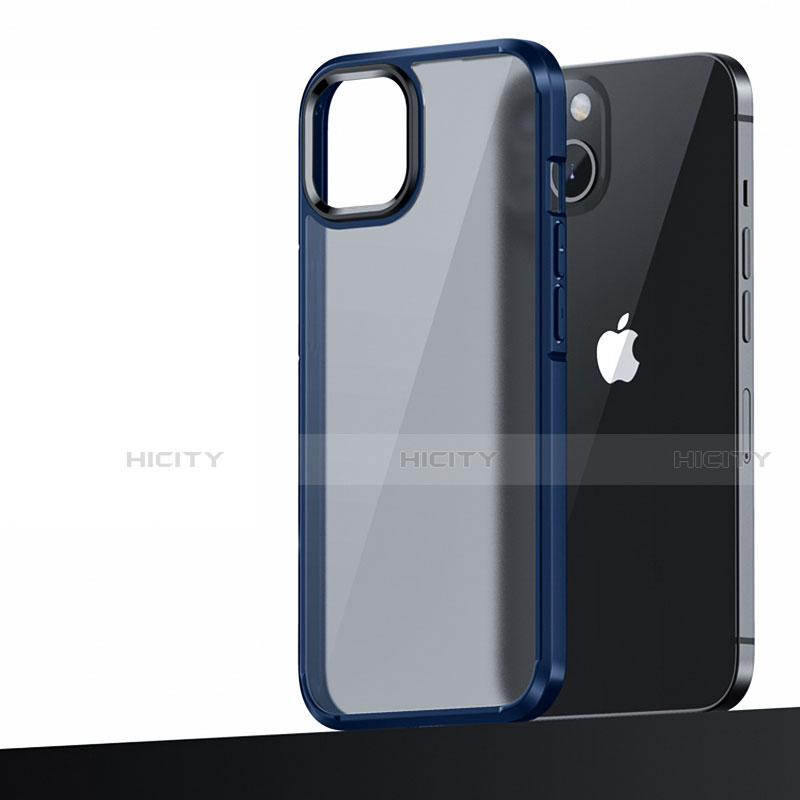 Coque Contour Silicone et Plastique Housse Etui Mat U04 pour Apple iPhone 15 Bleu Plus