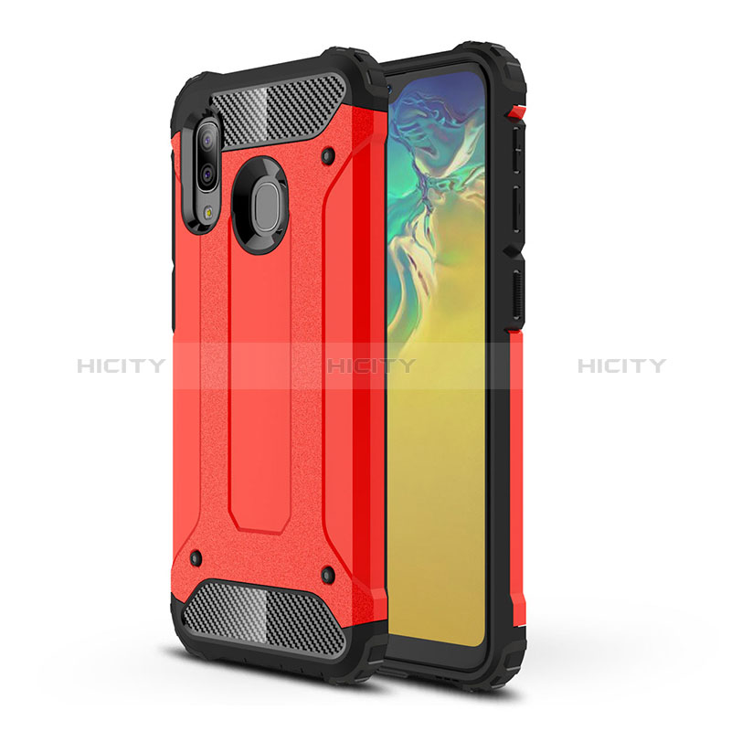 Coque Contour Silicone et Plastique Housse Etui Mat WL1 pour Samsung Galaxy A20e Rouge Plus