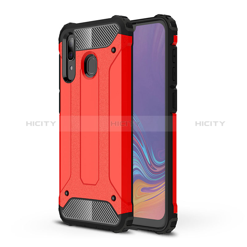 Coque Contour Silicone et Plastique Housse Etui Mat WL1 pour Samsung Galaxy A30 Rouge Plus