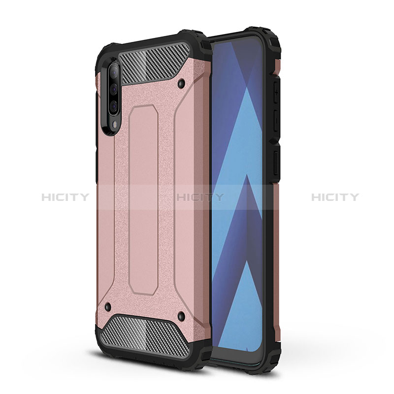 Coque Contour Silicone et Plastique Housse Etui Mat WL1 pour Samsung Galaxy A50 Or Plus