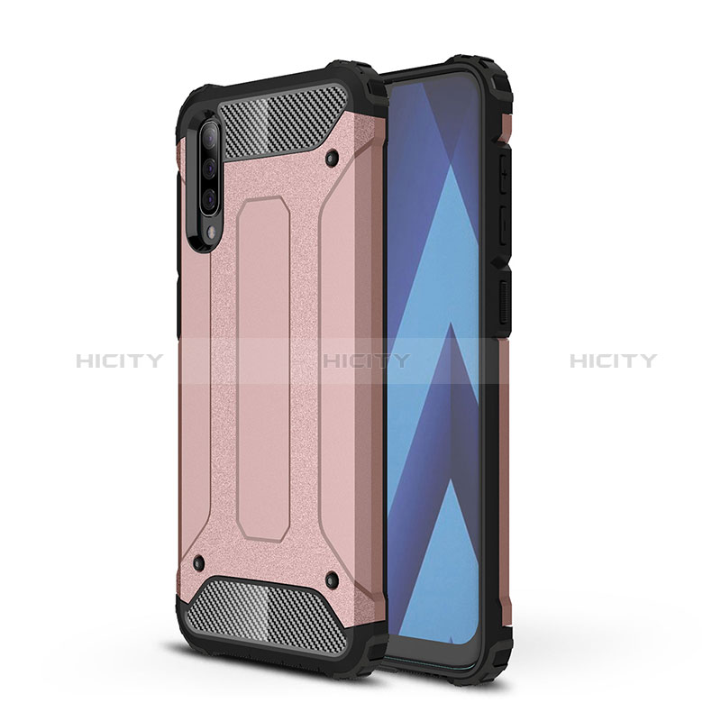 Coque Contour Silicone et Plastique Housse Etui Mat WL1 pour Samsung Galaxy A70 Or Rose Plus