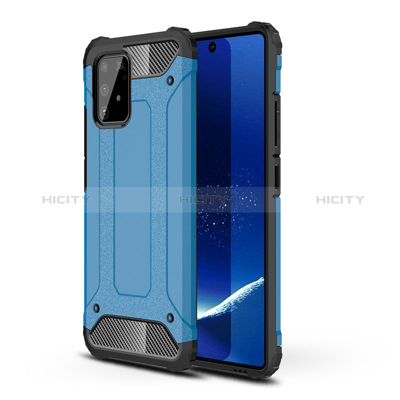 Coque Contour Silicone et Plastique Housse Etui Mat WL1 pour Samsung Galaxy A91 Bleu Plus