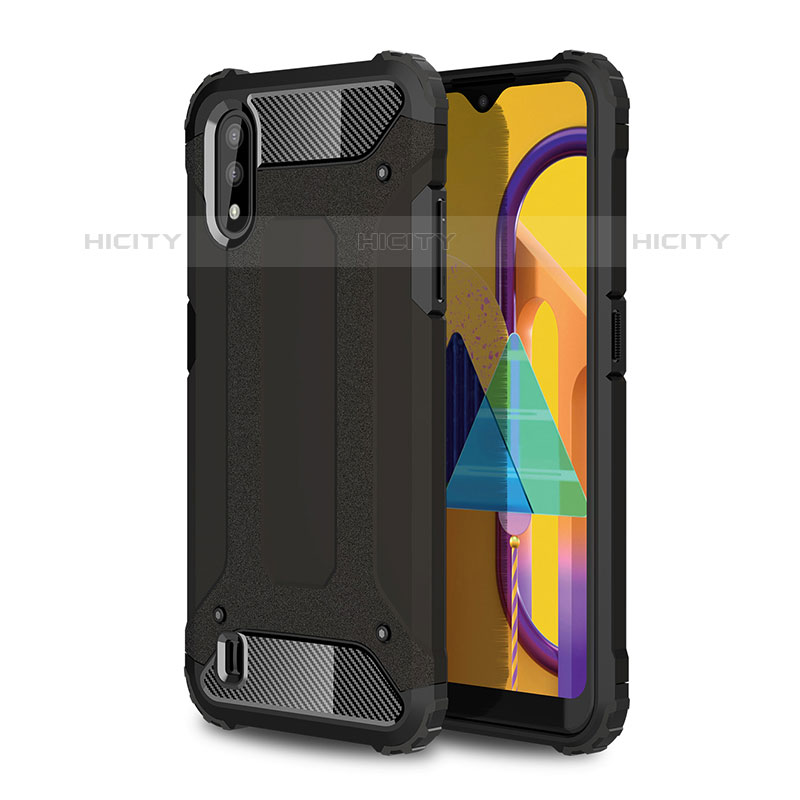 Coque Contour Silicone et Plastique Housse Etui Mat WL1 pour Samsung Galaxy M01 Noir Plus