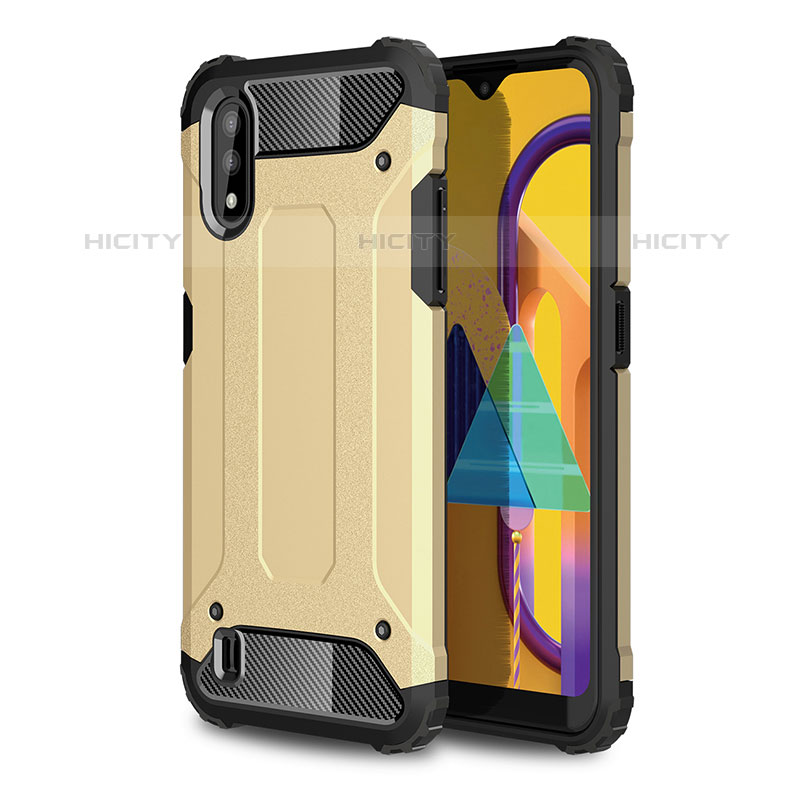 Coque Contour Silicone et Plastique Housse Etui Mat WL1 pour Samsung Galaxy M01 Or Plus